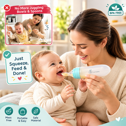 Baby Feeding Bottle With Silicone Squeeze Spoon