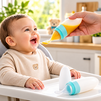 Baby Feeding Bottle With Silicone Squeeze Spoon