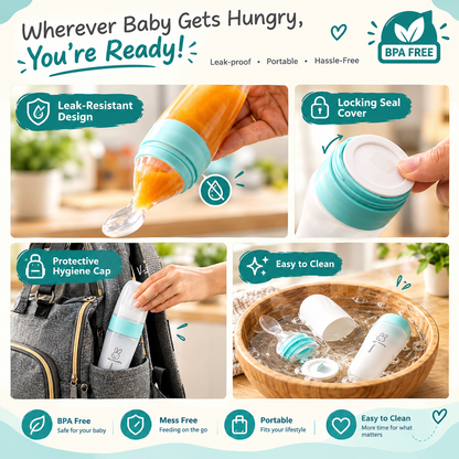 Baby Feeding Bottle With Silicone Squeeze Spoon