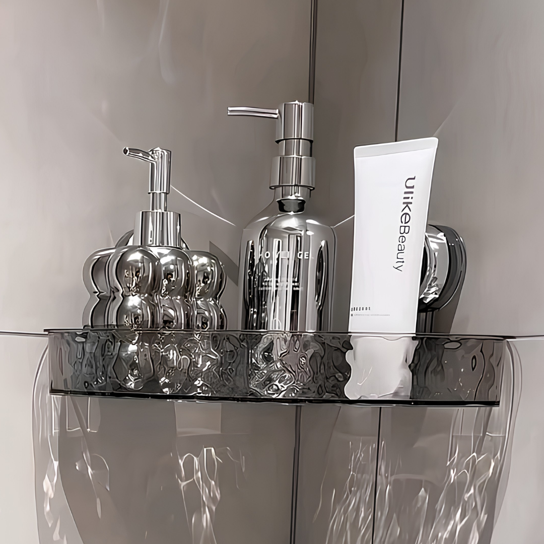 Transparent Corner Bathroom Shelf with Hooks