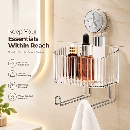 Premium Wall-Mounted Bathroom Organizer with Towel Holder
