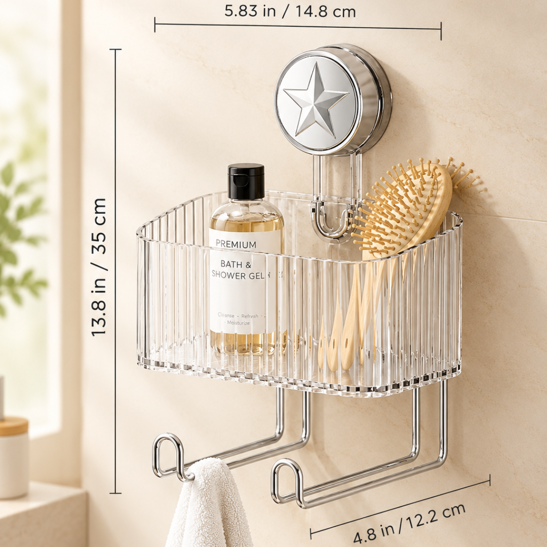 Premium Wall-Mounted Bathroom Organizer with Towel Holder