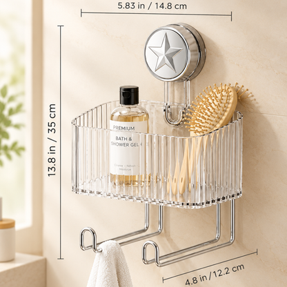 Premium Wall-Mounted Bathroom Organizer with Towel Holder