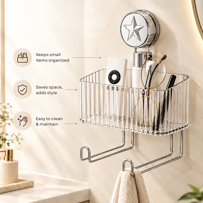 Premium Wall-Mounted Bathroom Organizer with Towel Holder