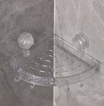Transparent Corner Bathroom Shelf with Hooks